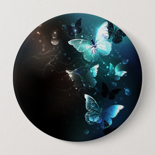 Mint Night Butterflies Button (Front)