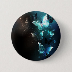 Mint Night Butterflies Button