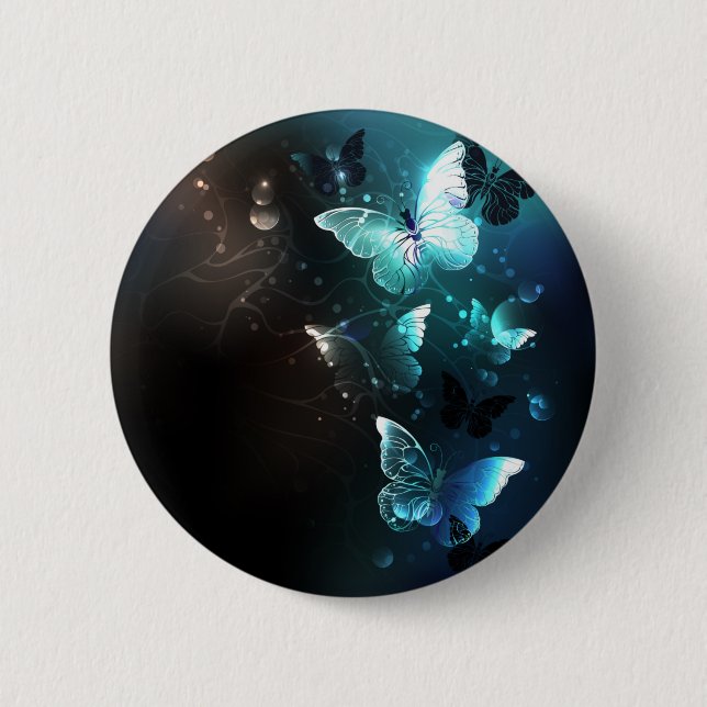 Mint Night Butterflies Button (Front)