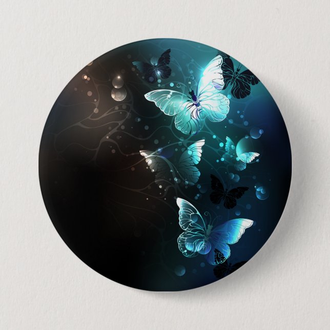 Mint Night Butterflies Button (Front)