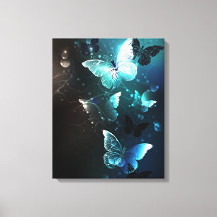 Mint Night Butterflies Canvas Print
