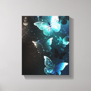 Mint Night Butterflies Canvas Print