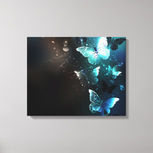 Mint Night Butterflies Canvas Print