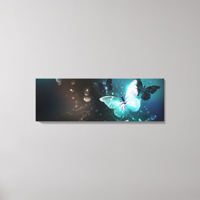 Mint Night Butterflies Canvas Print (Front)