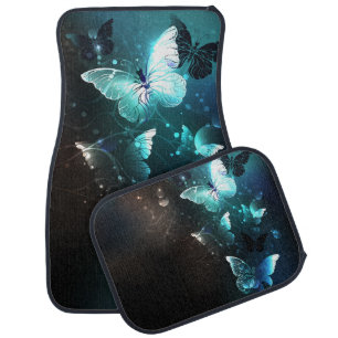 Mint Night Butterflies Car Floor Mat