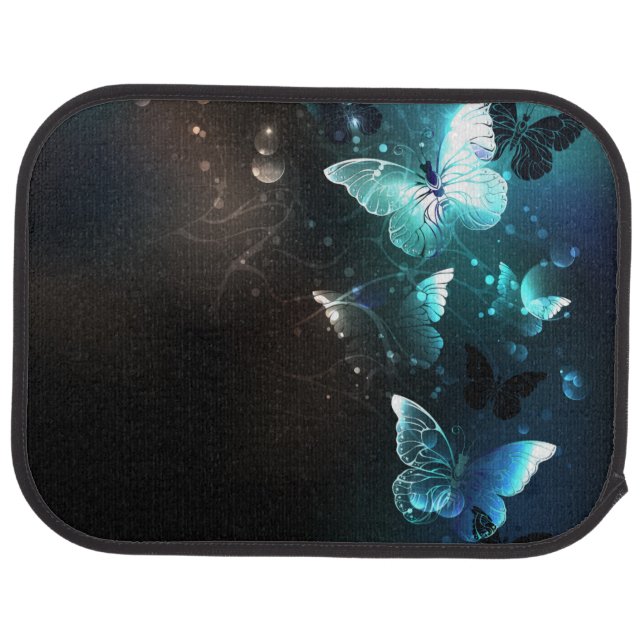 Mint Night Butterflies Car Floor Mat (Rear)