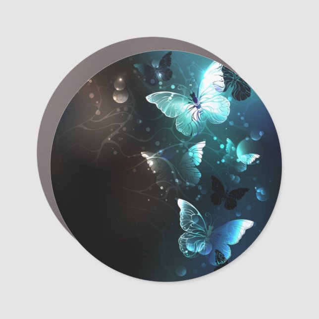 Mint Night Butterflies Car Magnet (Front)