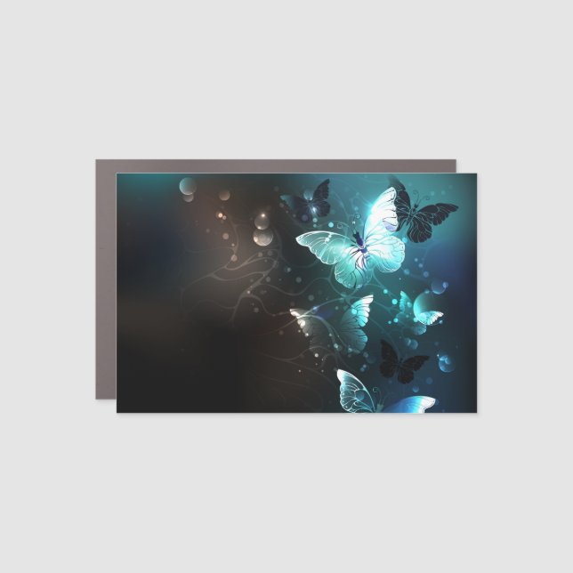 Mint Night Butterflies Car Magnet (Front)