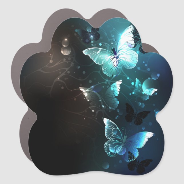 Mint Night Butterflies Car Magnet (Front)
