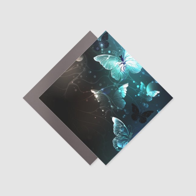 Mint Night Butterflies Car Magnet (Front)