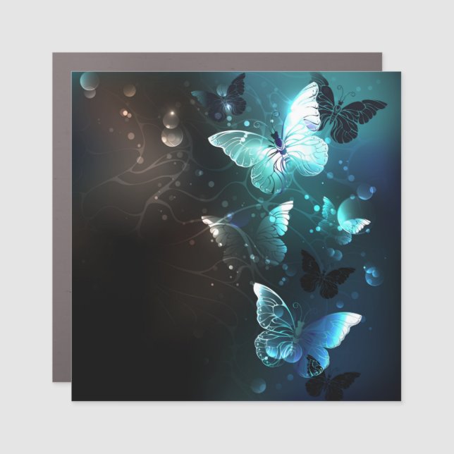 Mint Night Butterflies Car Magnet (Front)