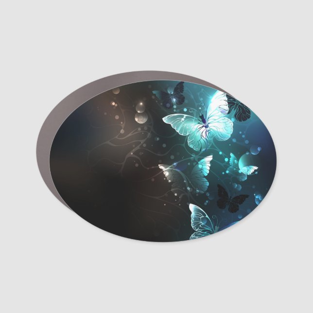 Mint Night Butterflies Car Magnet (Front)