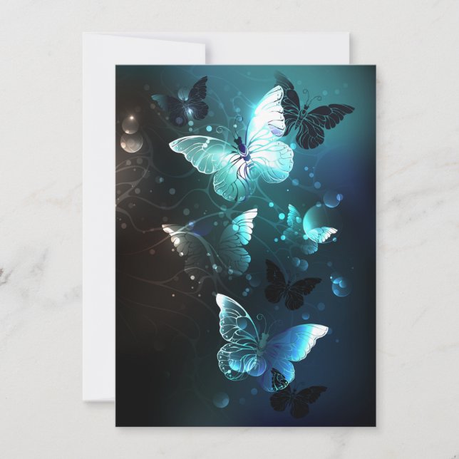 Mint Night Butterflies Card (Front)