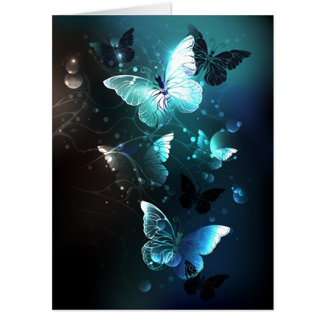 Mint Night Butterflies Card (Front)