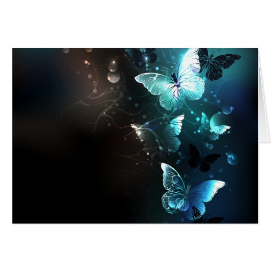 Mint Night Butterflies Cards (Front Horizontal)