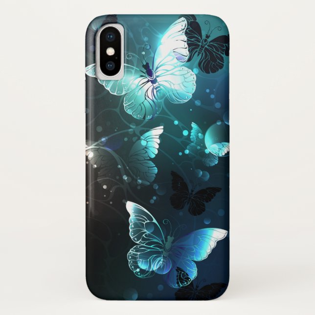 Mint Night Butterflies Case-Mate iPhone Case (Back)