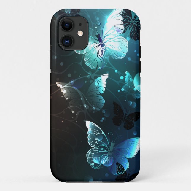 Mint Night Butterflies Case-Mate iPhone Case (Back)