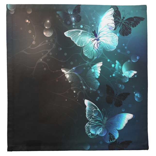 Mint Night Butterflies Cloth Napkin (Front)