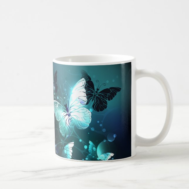 Mint Night Butterflies Coffee Mug (Right)