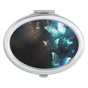 Mint Night Butterflies Compact Mirror