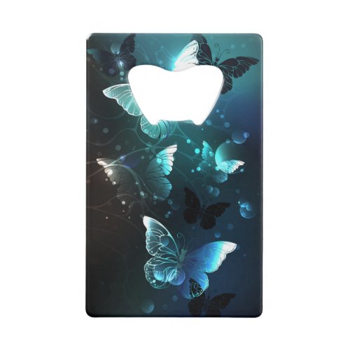 Mint Night Butterflies Credit Card Bottle Opener