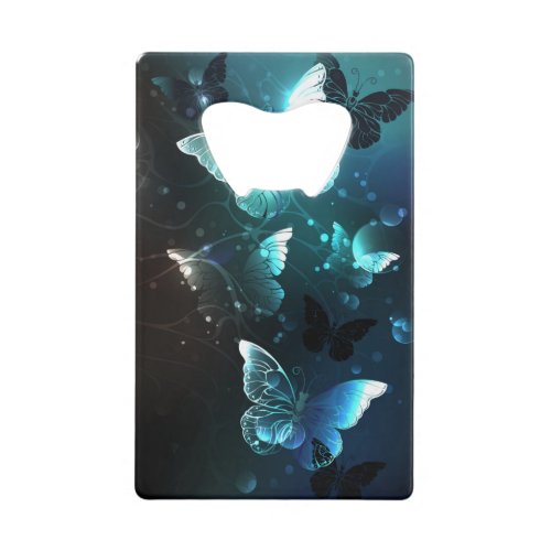 Mint Night Butterflies Credit Card Bottle Opener