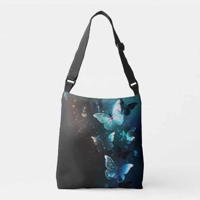 Mint Night Butterflies Crossbody Bag (Front)