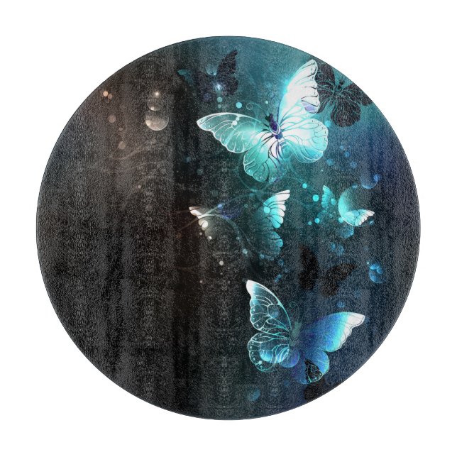 Mint Night Butterflies Cutting Board (Front)