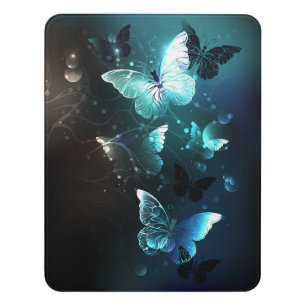 Mint Night Butterflies Door Sign