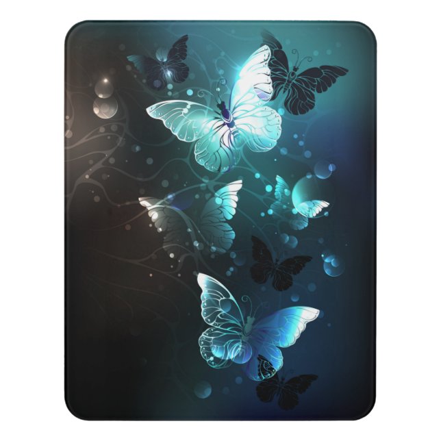 Mint Night Butterflies Door Sign (Contemporary Vert)