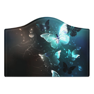 Mint Night Butterflies Door Sign