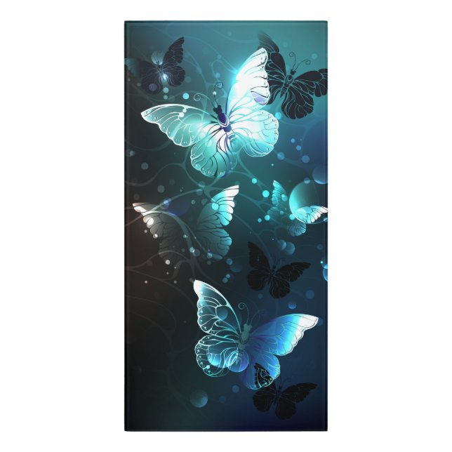 Mint Night Butterflies Door Sign (Classic Front Vert)