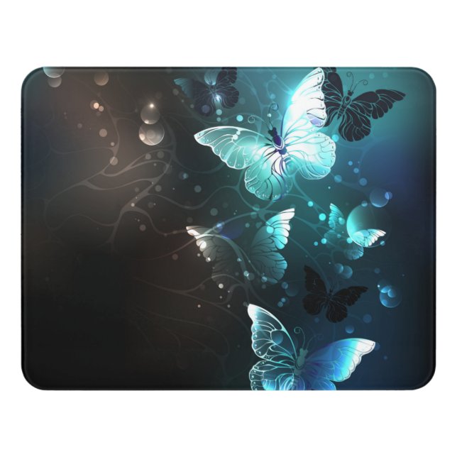 Mint Night Butterflies Door Sign (Contemporary Front)
