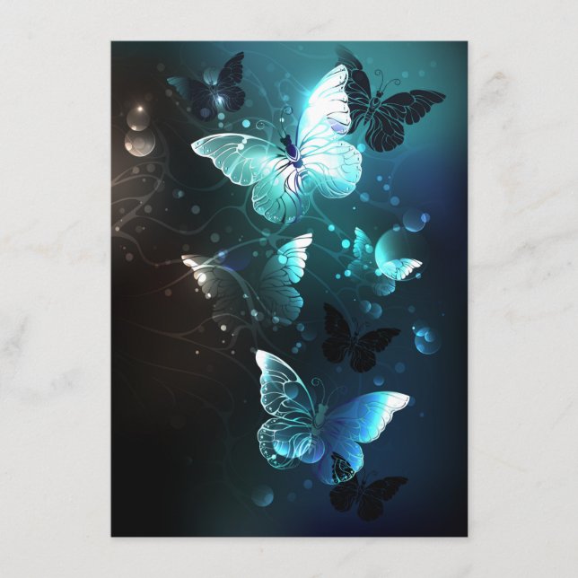 Mint Night Butterflies Enclosure Card (Front)