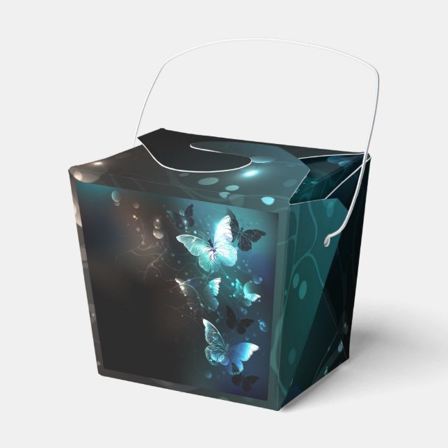 Mint Night Butterflies Favor Boxes (Front Side)