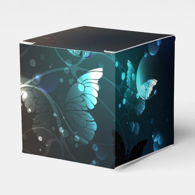 Mint Night Butterflies Favor Boxes (Front Side)