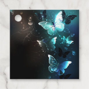 Mint Night Butterflies Favor Tags