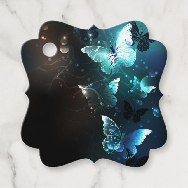 Mint Night Butterflies Favor Tags (Front)