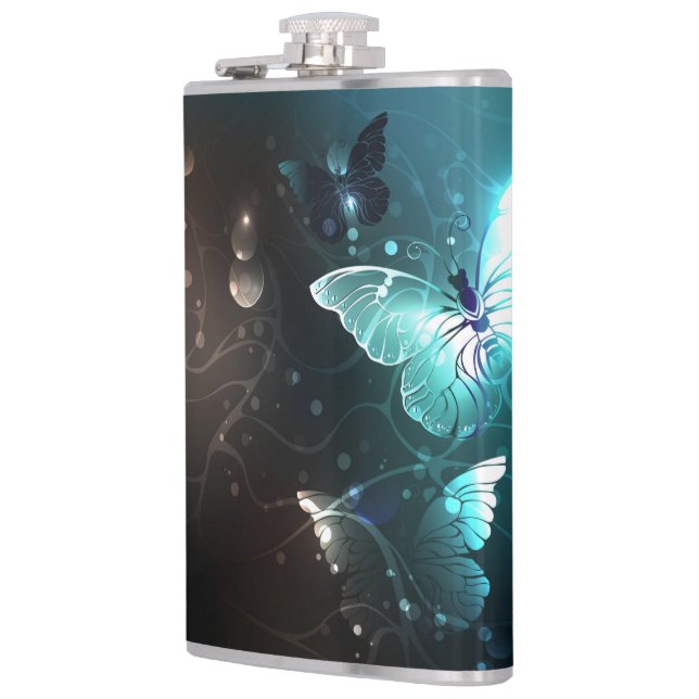 Mint Night Butterflies Flask (Left)