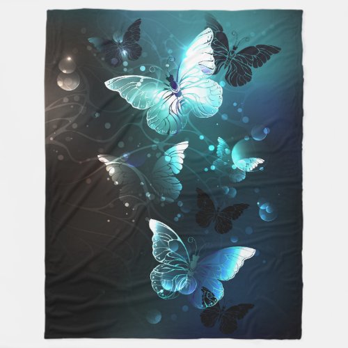 Mint Night Butterflies Fleece Blanket