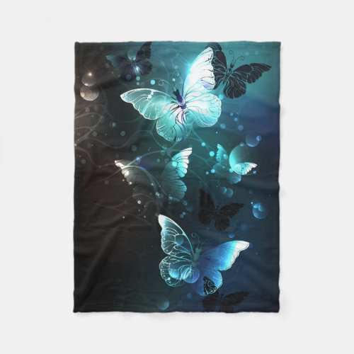 Mint Night Butterflies Fleece Blanket