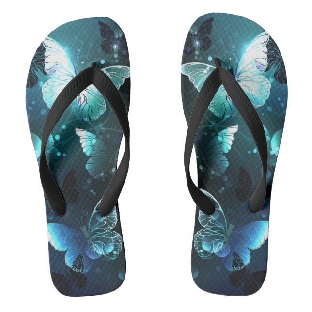 Mint Night Butterflies Flip Flops (Footbed)