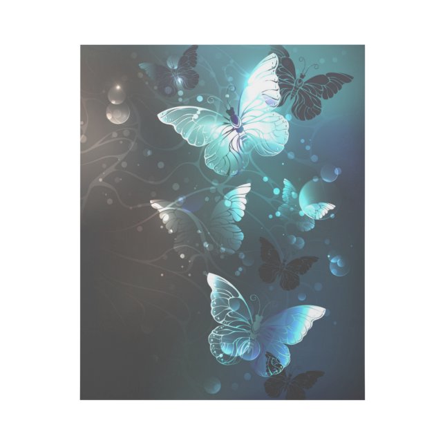 Mint Night Butterflies Gallery Wrap (Front)