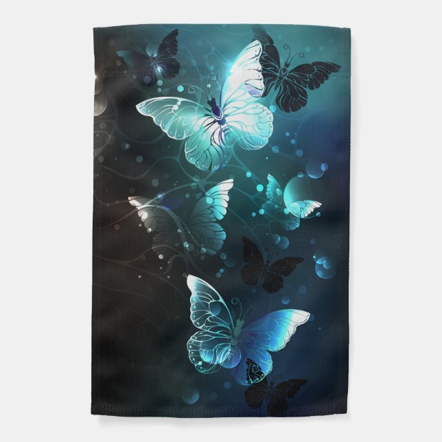 Mint Night Butterflies Garden Flag (Front)