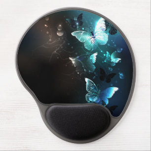 Mint Night Butterflies Gel Mouse Pad