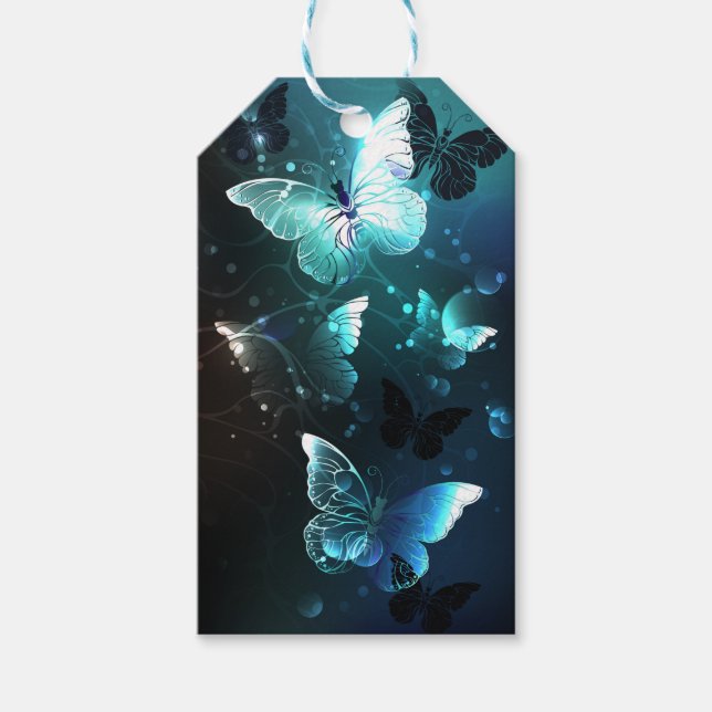 Mint Night Butterflies Gift Tags (Front)