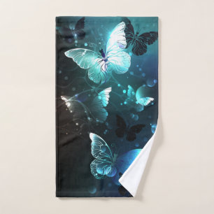 Mint Night Butterflies Hand Towel