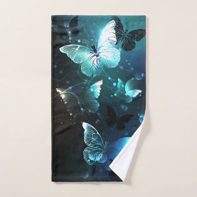 Mint Night Butterflies Hand Towel (Hand Towel)