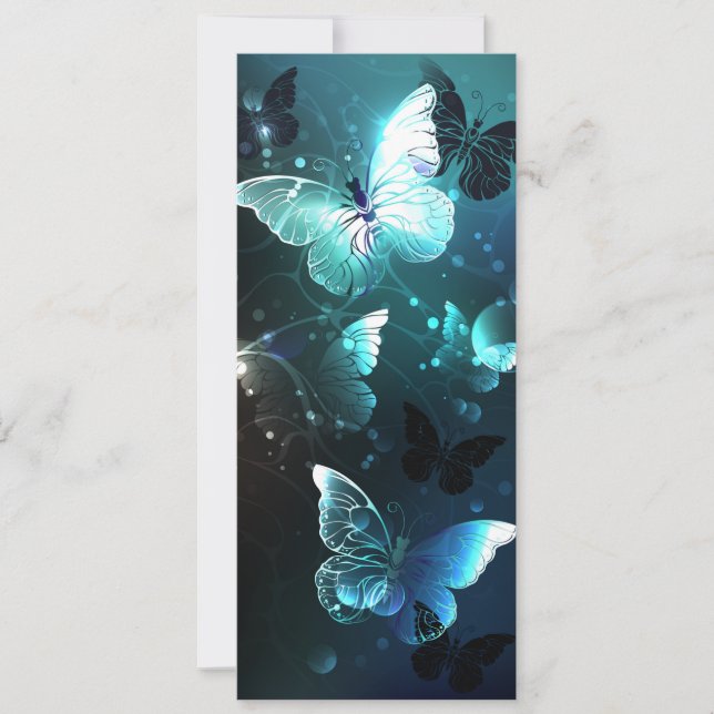 Mint Night Butterflies Holiday Card (Front)