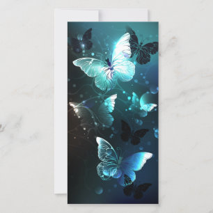 Mint Night Butterflies Holiday Card